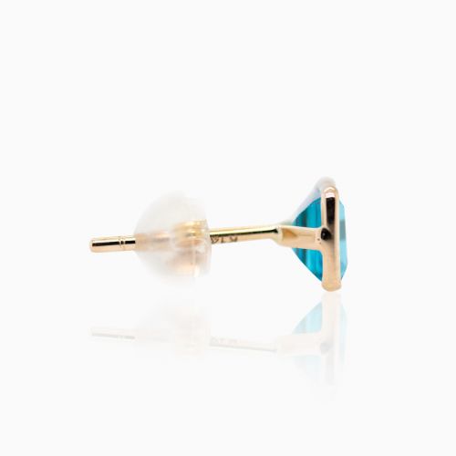 Natural Blue Topaz Stud Earrings, 14k Yellow Gold