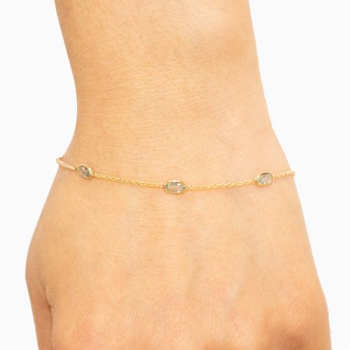 Natural Aquamarine Station Bracelet, 14k Yellow Gold