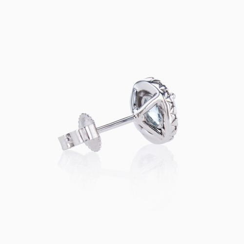 Aquamarine and Diamond Halo Stud Earrings, 14k White Gold