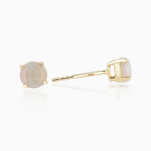 Natural Opal Stud Earrings, 14k Yellow Gold