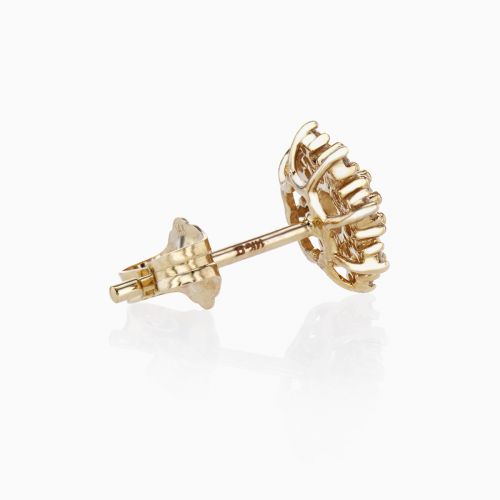Diamond Blossom stud earrings, 14k Yellow Gold
