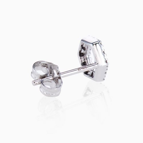 Diamond Hexagon Stud Earrings, 14k White Gold