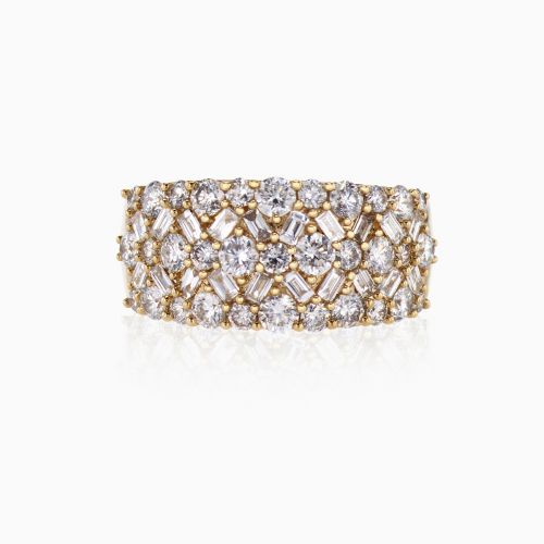 Diamond Mosaic Statement Band, 14k Yellow Gold