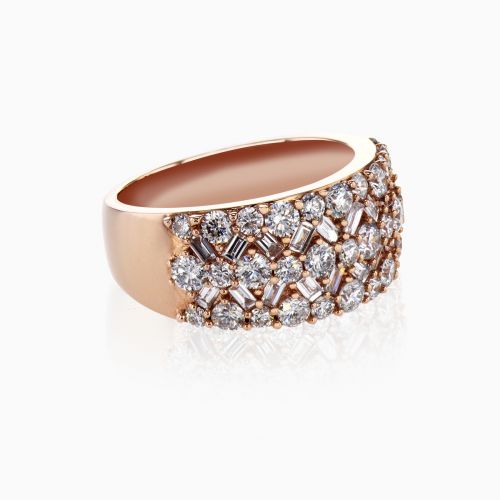 Diamond Mosaic Statement Band, 14k Rose Gold