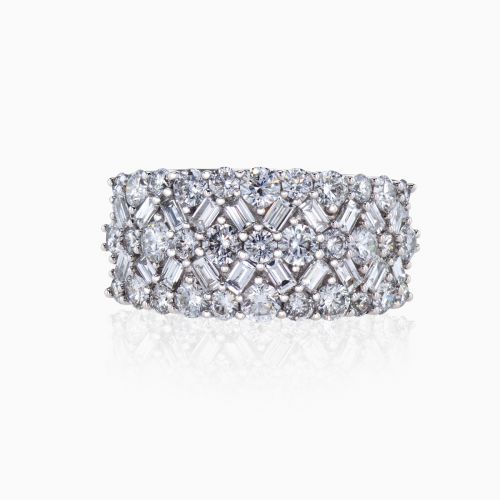 Diamond Mosaic Statement Band, 14k White Gold