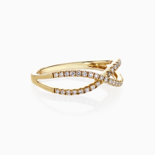 Infinity Knot Diamond Wedding Band, 14k Yellow Gold