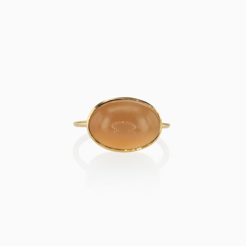 5-Carat Natural Peach Moonstone Ring, 18k Yellow Gold