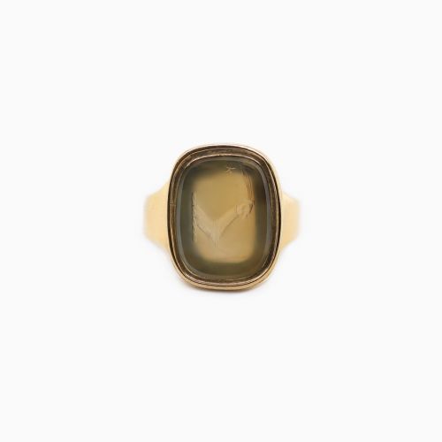 Antique Gold Cameo Agate Signet Ring