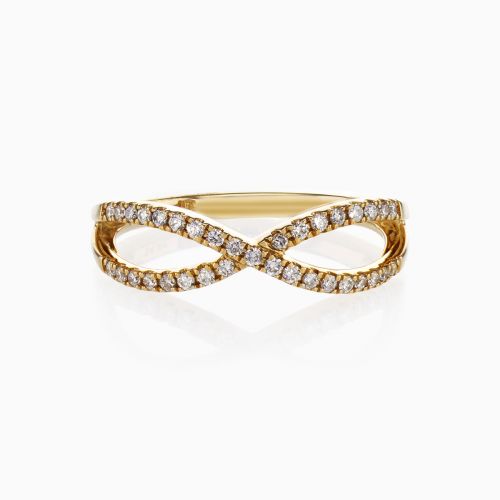 Infinity Knot Diamond Wedding Band, 14k Yellow Gold