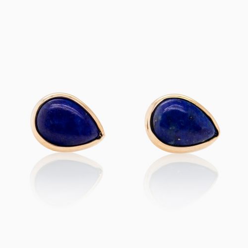 Lapis Lazuli Stud Earrings, 14k Yellow Gold