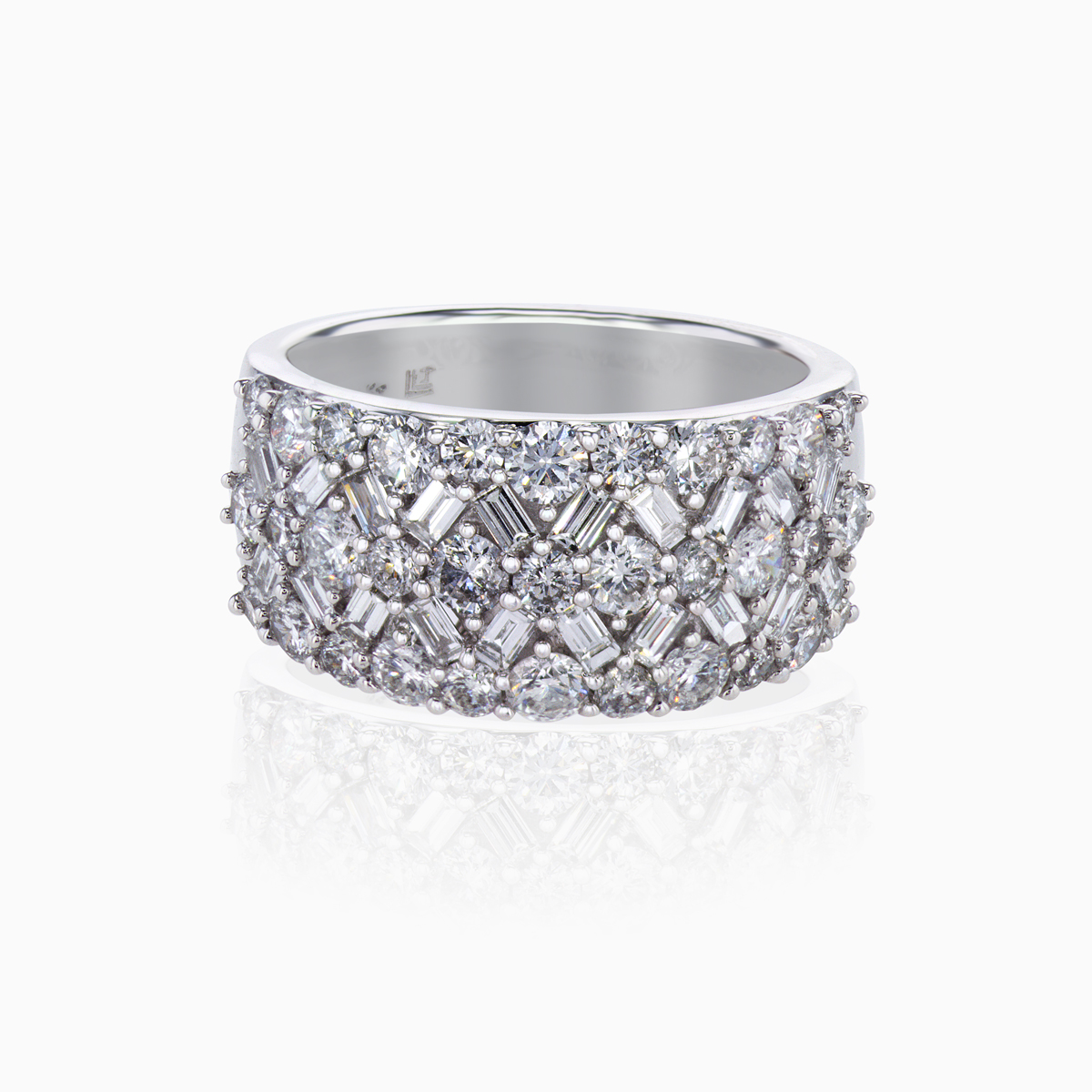 Diamond Mosaic Statement Band, 14k White Gold