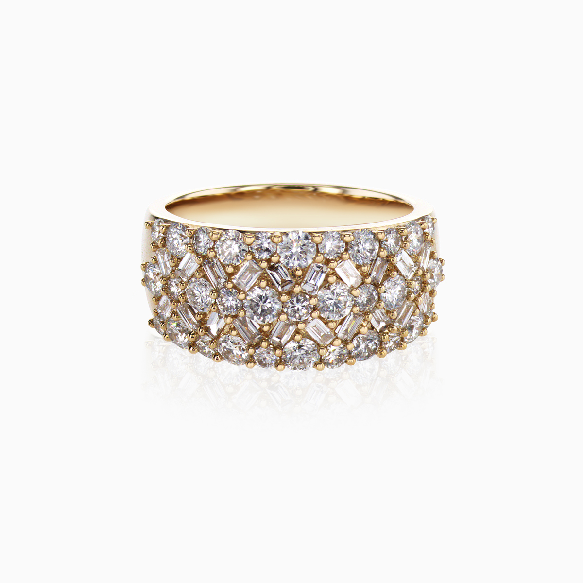 Diamond Mosaic Statement Band, 14k Yellow Gold