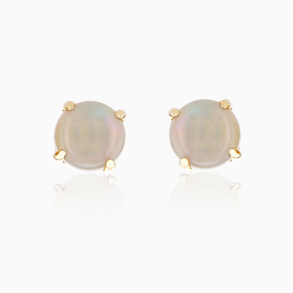 Natural Opal Stud Earrings, 14k Yellow Gold