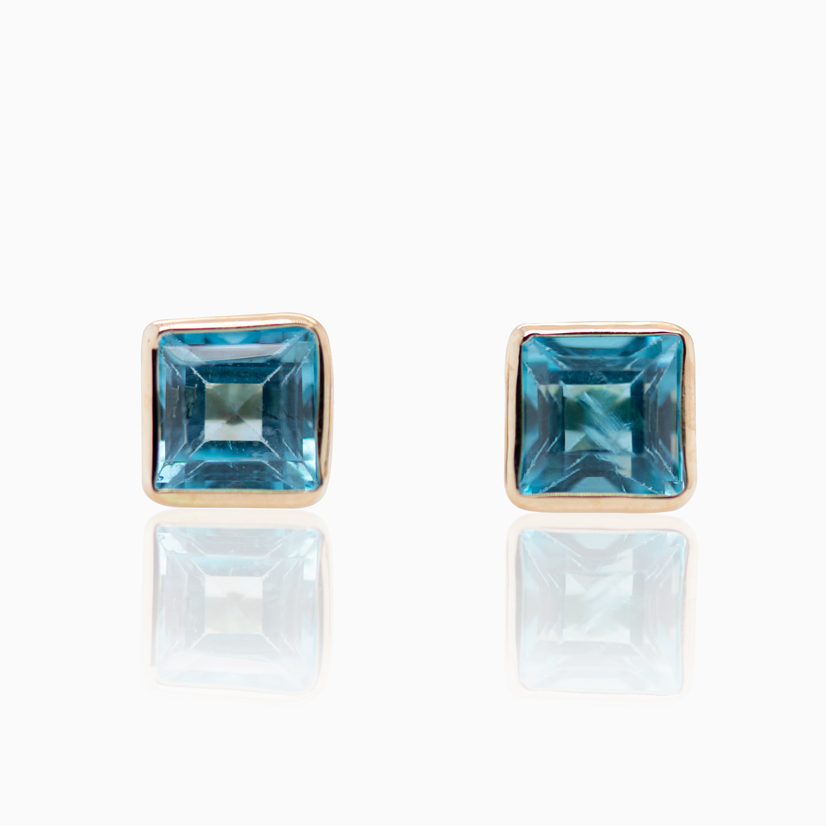 Natural Swiss Topaz Stud Earrings, 14k Yellow Gold