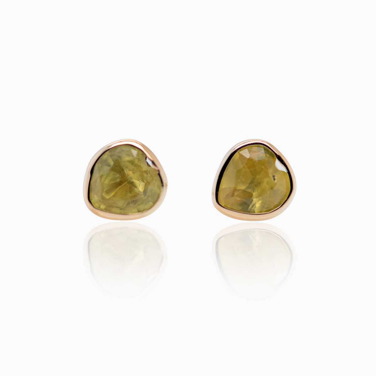 Natural Yellow Sapphire Stud Earrings, 14k Yellow Gold