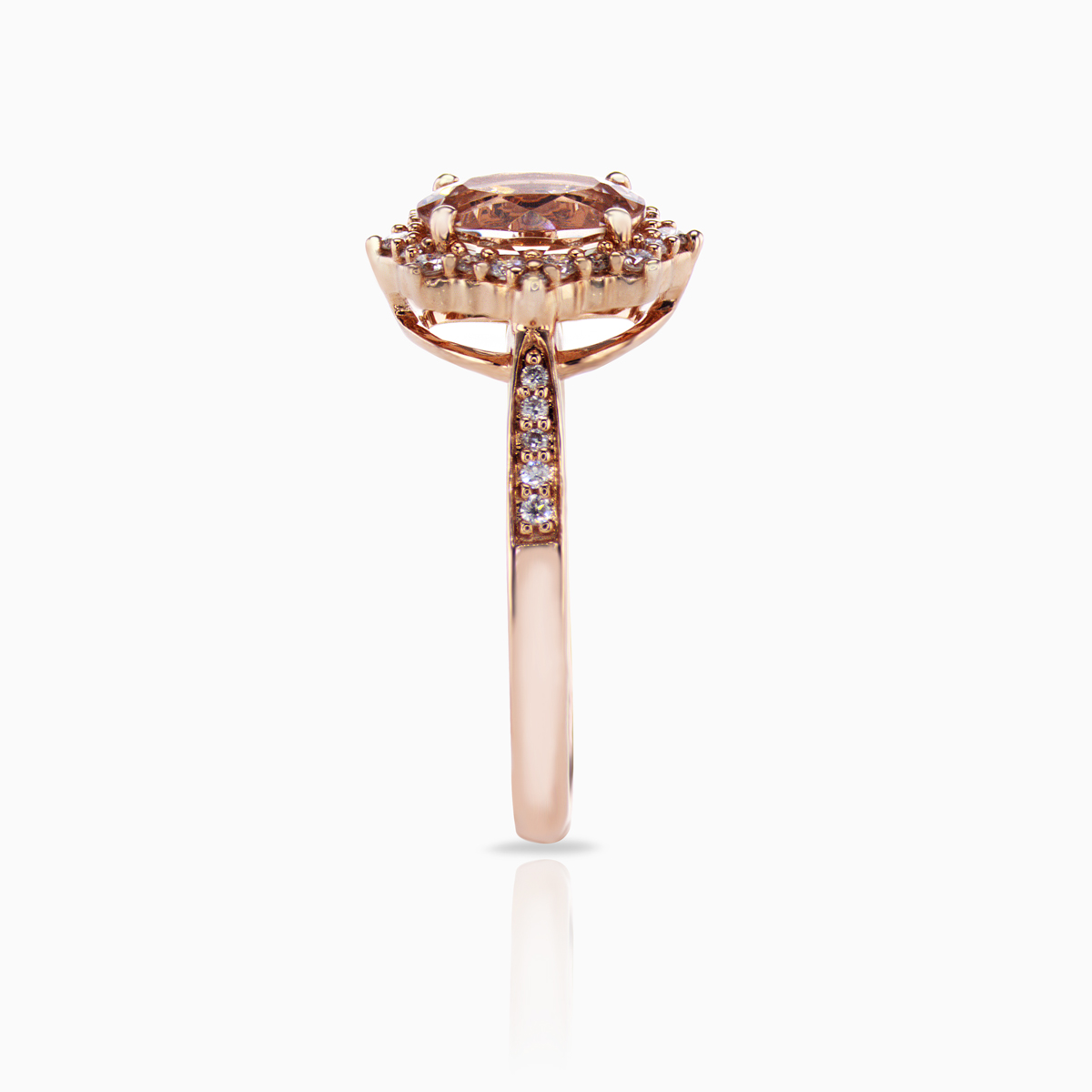 Natural Morganite and Diamond Fashion Band, 14k Rose Gold