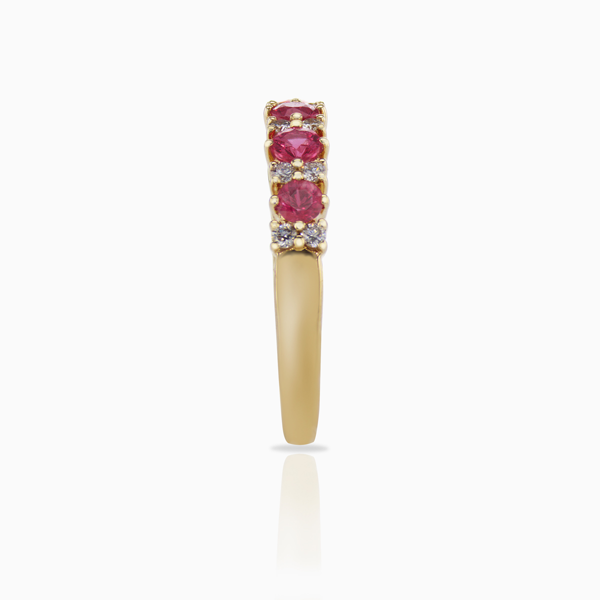 Natural Ruby and Diamonds Fashion Band, 14k Yellow Gold