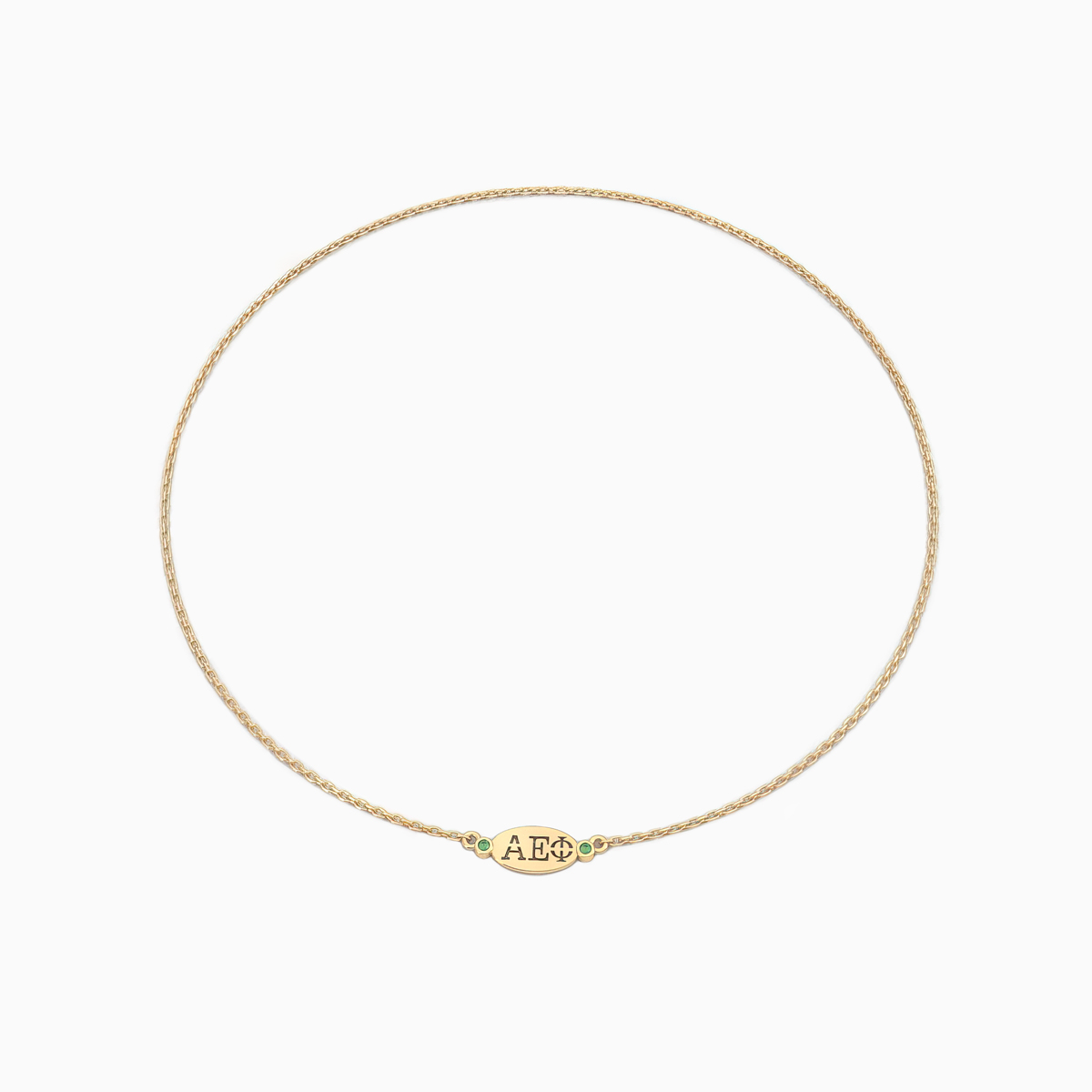 Dino Lonzano Sorority Oval Necklace with Diamonds, 14k Gold