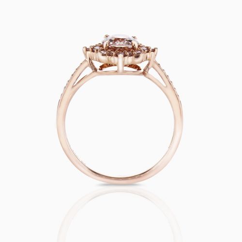 Natural Morganite and Diamond Fashion Band, 14k Rose Gold