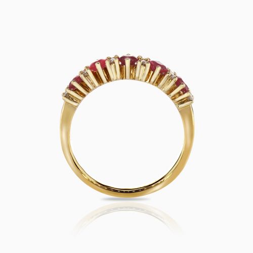 Natural Ruby and Diamonds Fashion Band, 14k Yellow Gold