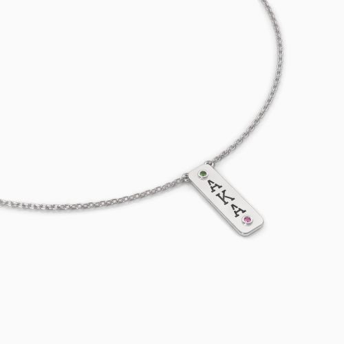 Dino Lonzano Sorority Bar Necklace with Sapphire & Emeralds Accent, 14k Gold
