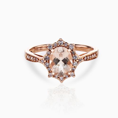 Natural Morganite and Diamond Fashion Band, 14k Rose Gold