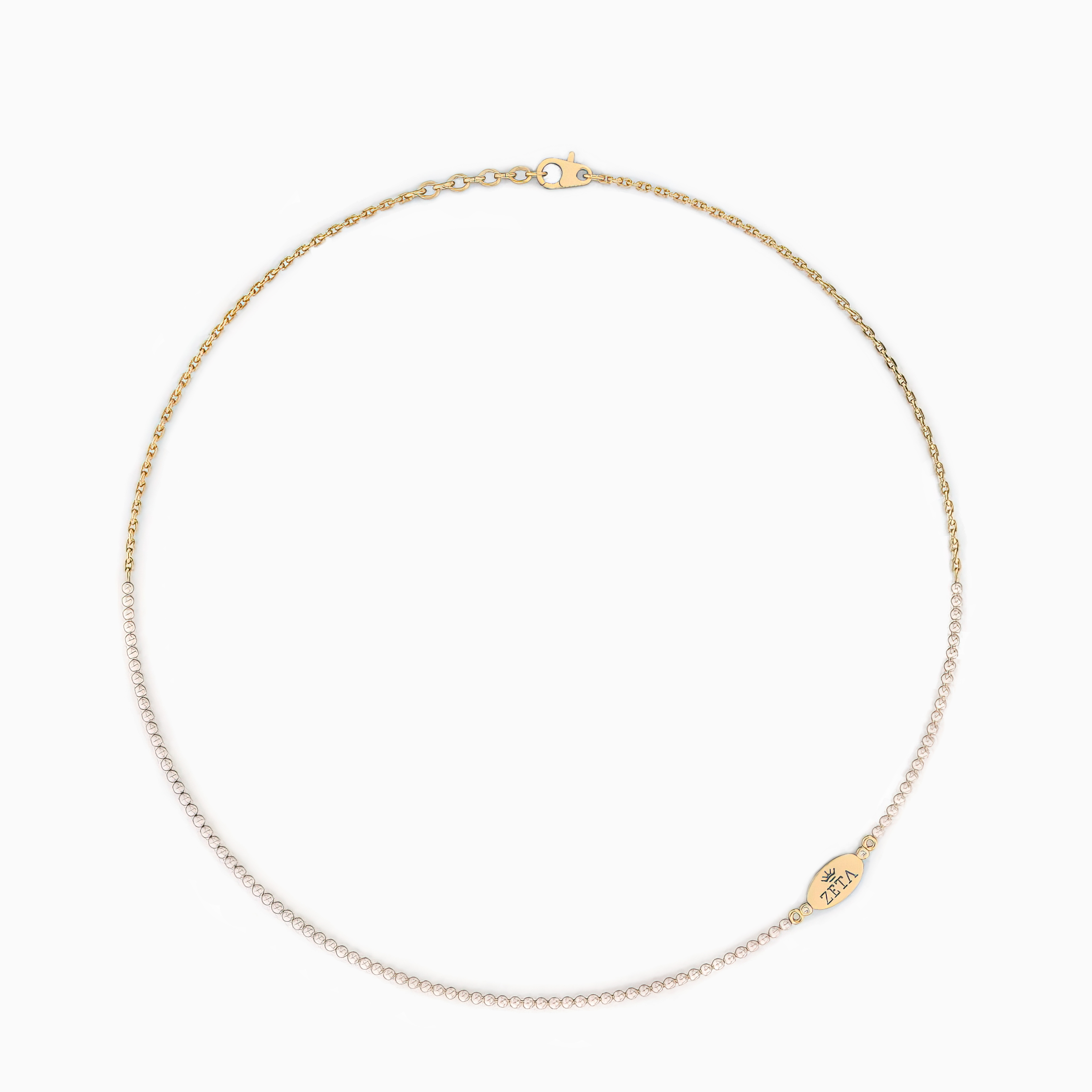 Dino Lonzano Sorority Oval Necklace with Diamonds, 14k Gold