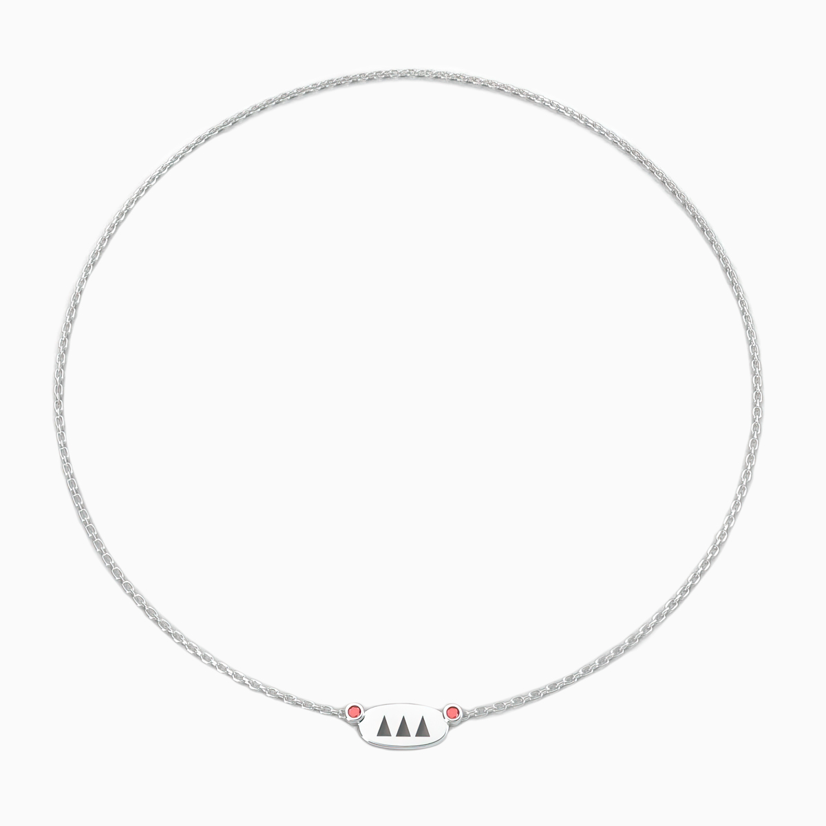 Dino Lonzano Sorority Oval Necklace with Rubies, 14k Gold