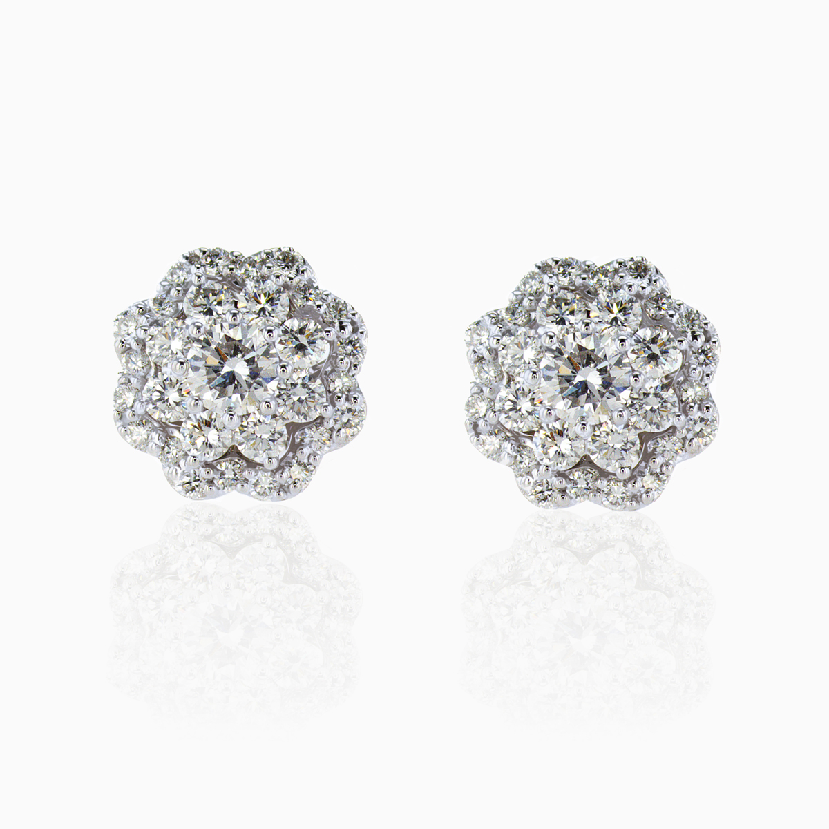 Lab-grown Diamond Fashion Stud Earrings, 1.33-Carat, 14k White Gold