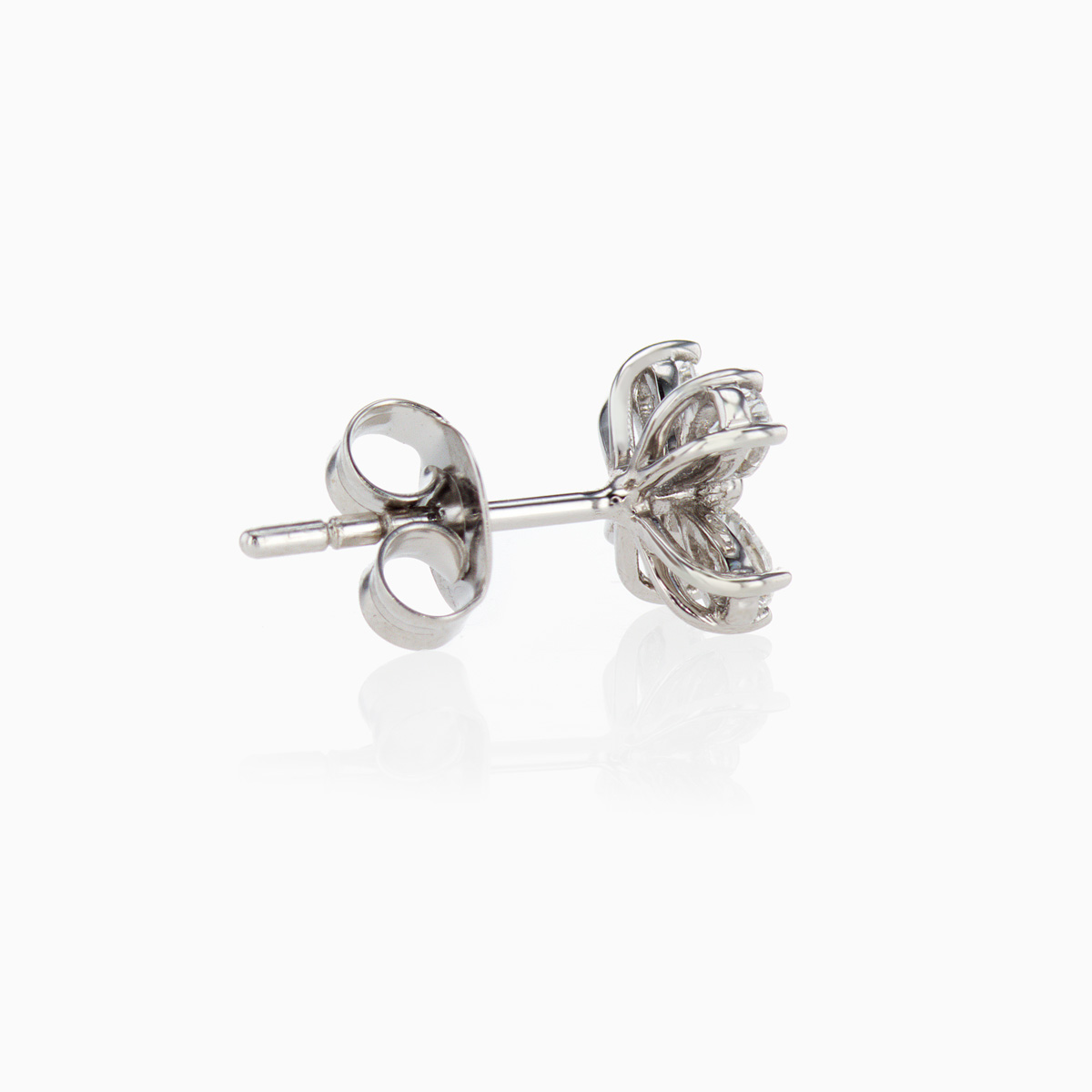 Four Petal Floral Lab-Grown Diamond Earrings, 14k White Gold