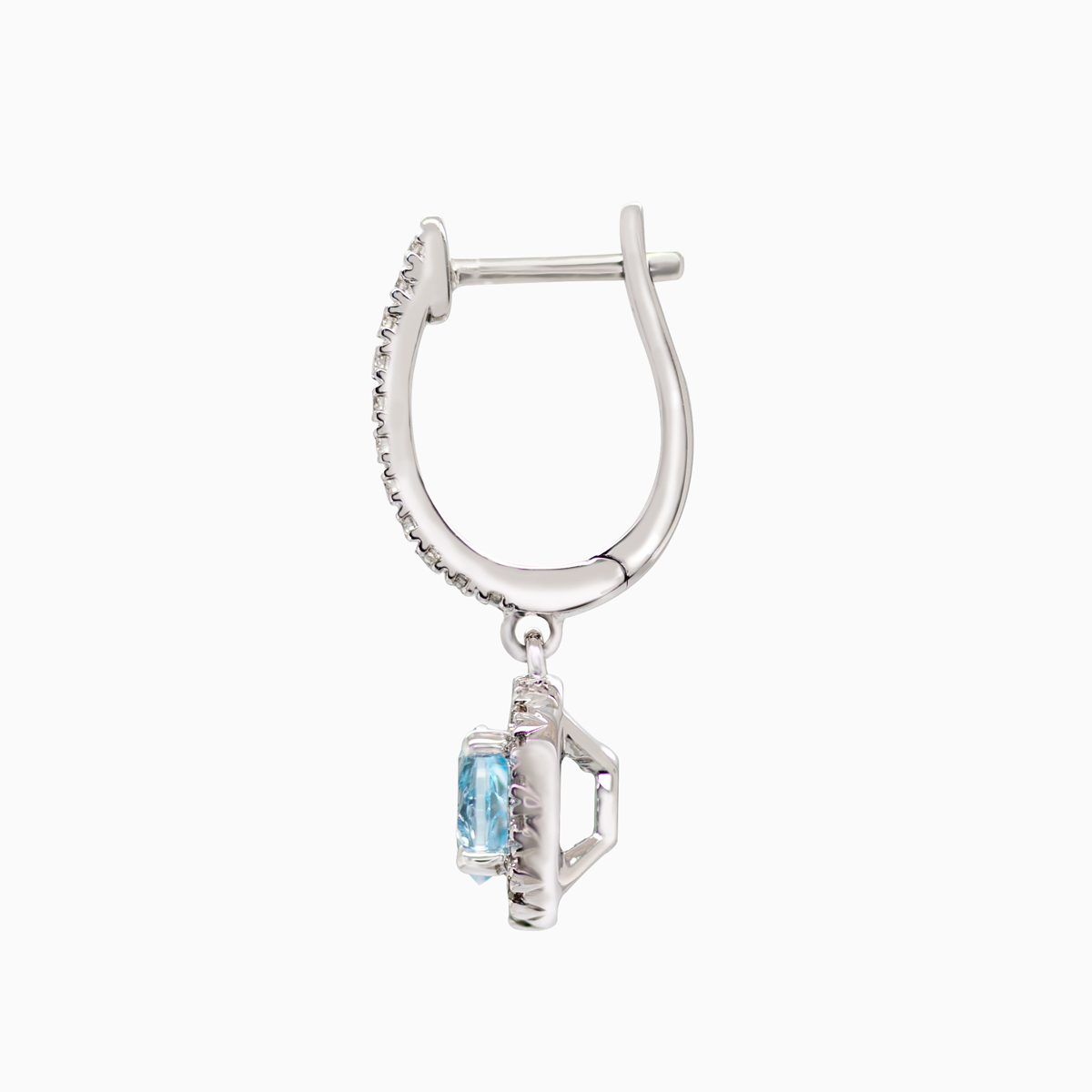 Natural London Blue Topaz and Diamond Dangle Earrings, 14k White Gold