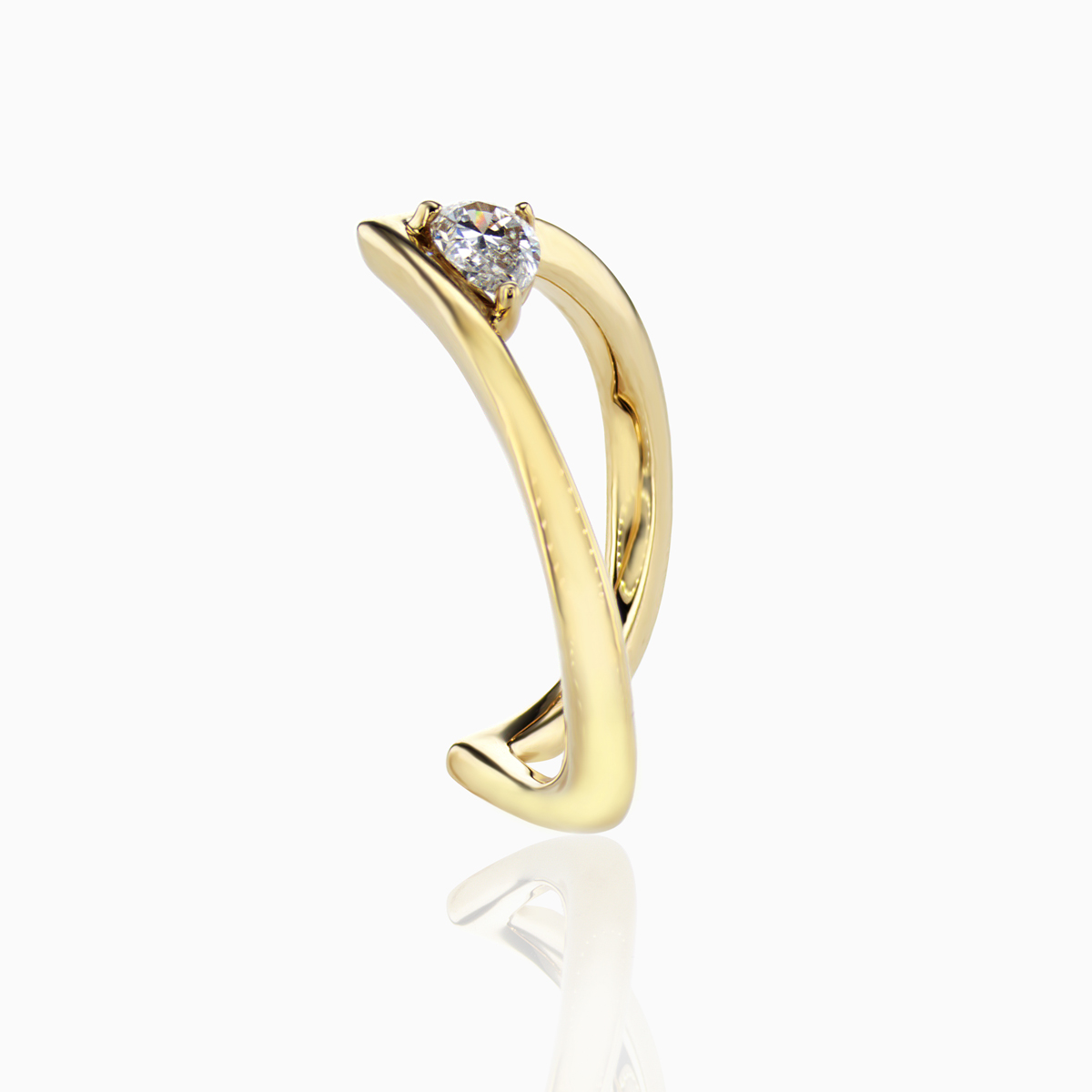 Lab-grown Diamond Modern Solitaire Engagement Ring, 14k Yellow Gold