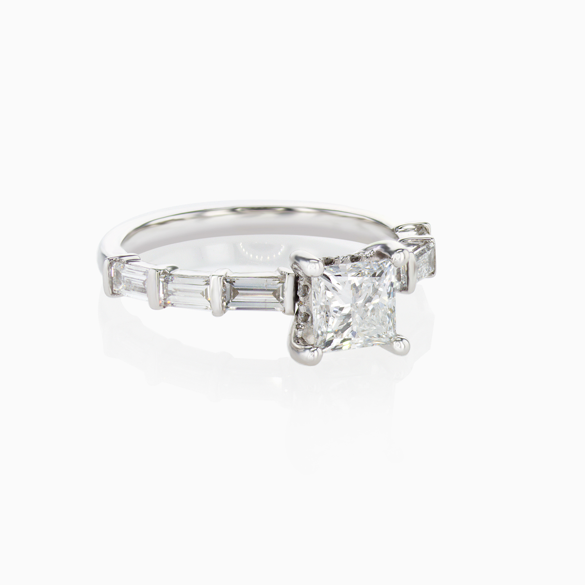 Accented Lab-Grown Princess Cut Diamond Engagement Ring, 14k Gold