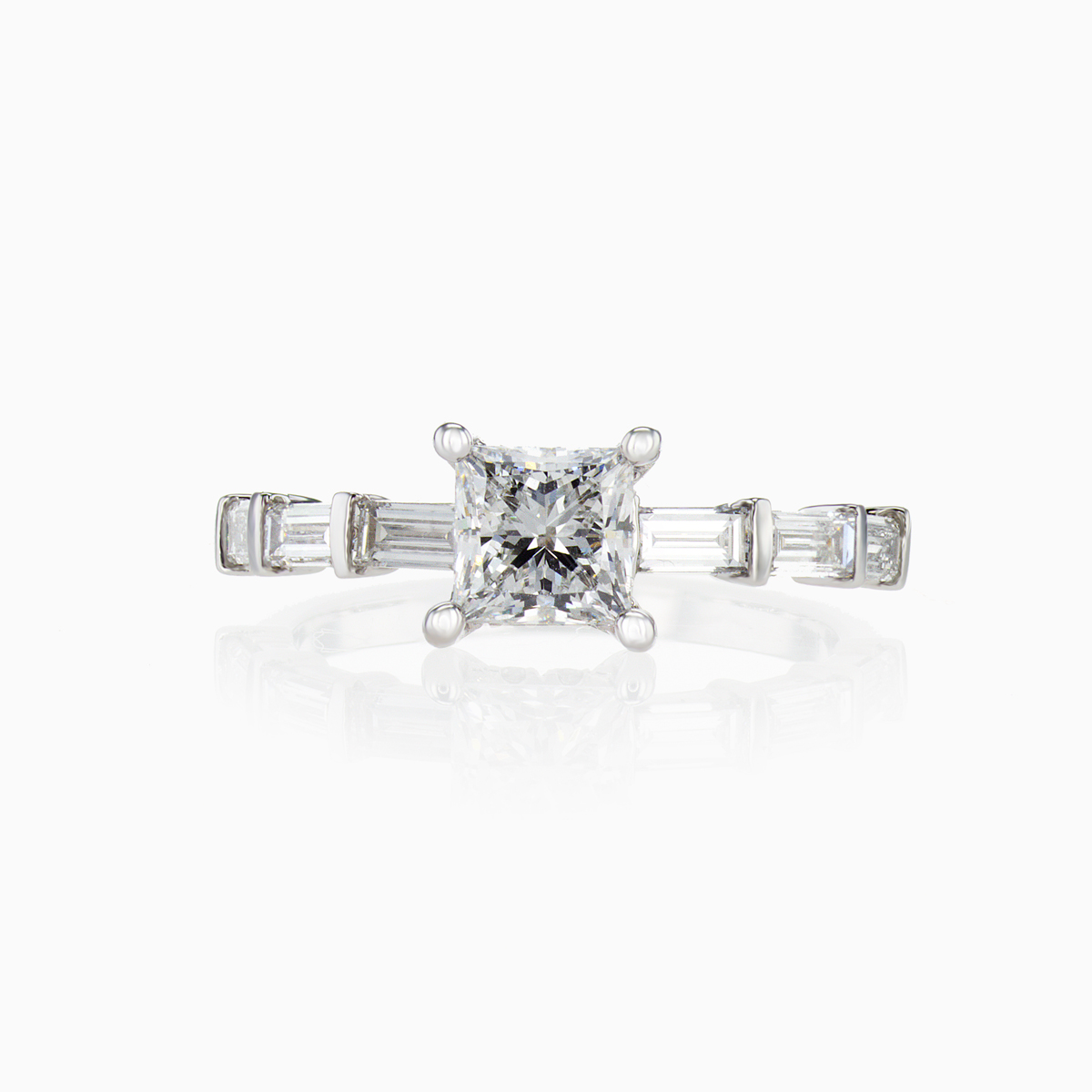 Accented Lab-Grown Princess Cut Diamond Engagement Ring, 14k