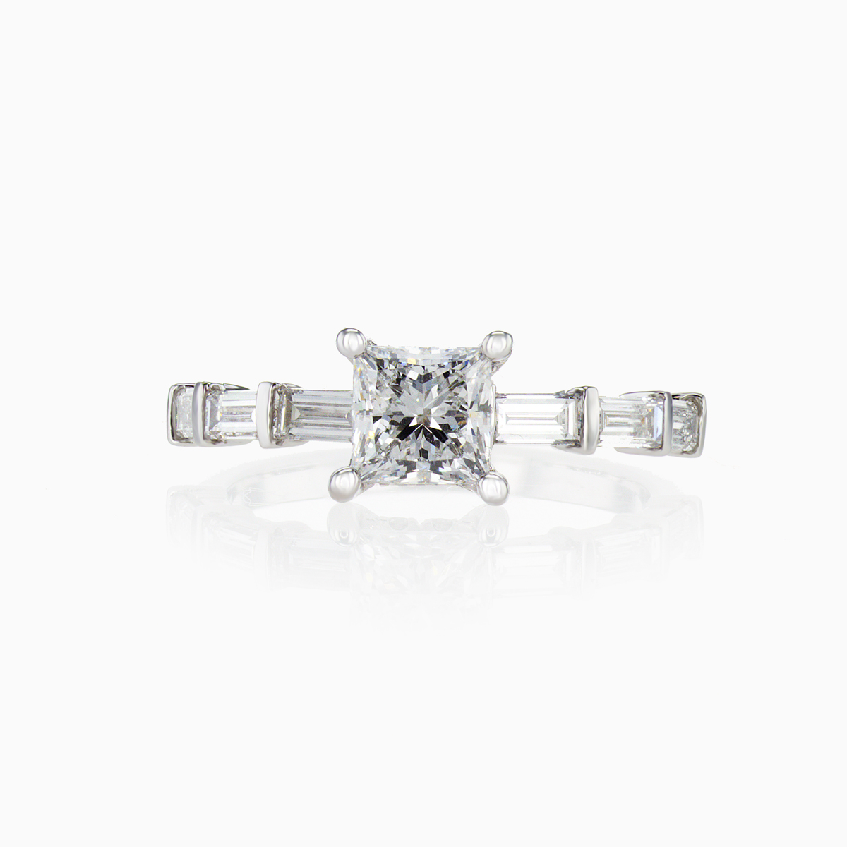 Accented Lab-Grown Princess Cut Diamond Engagement Ring, 14k Gold