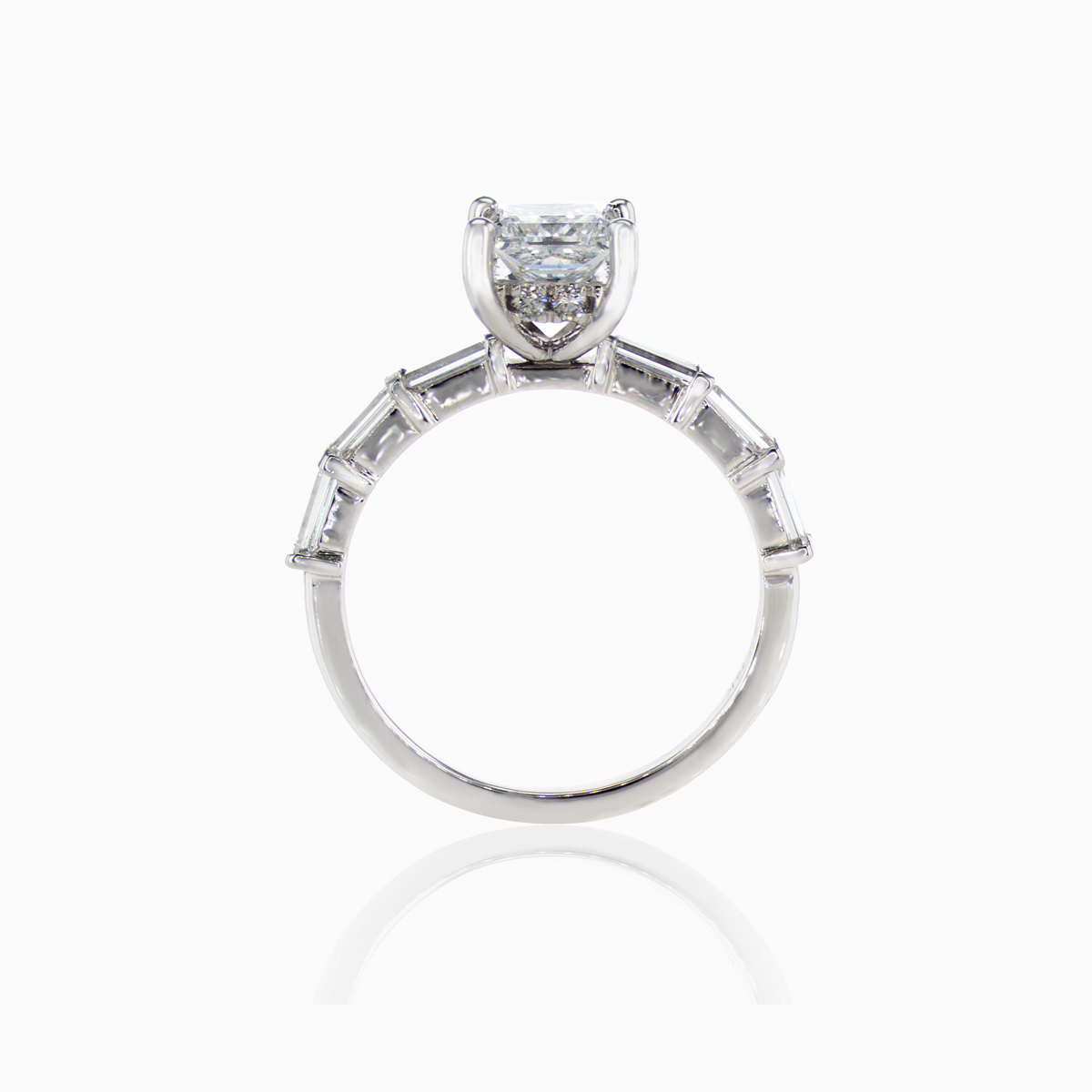 Accented Lab-Grown Princess Cut Diamond Engagement Ring, 14k