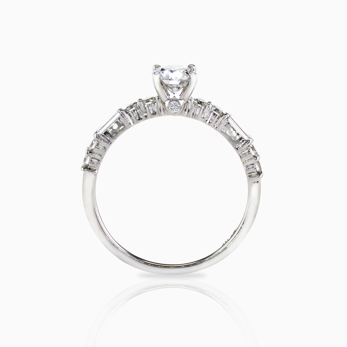 Lab-grown Diamond Accented Engagement Ring, 14k White Gold