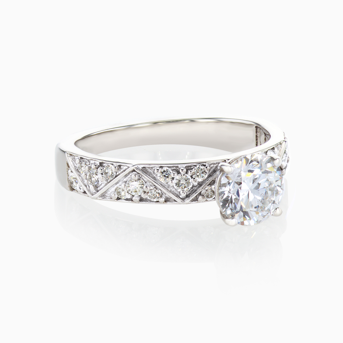 Vintage-inspired Lab-grown Diamond  Engagement Ring, 14k White Gold