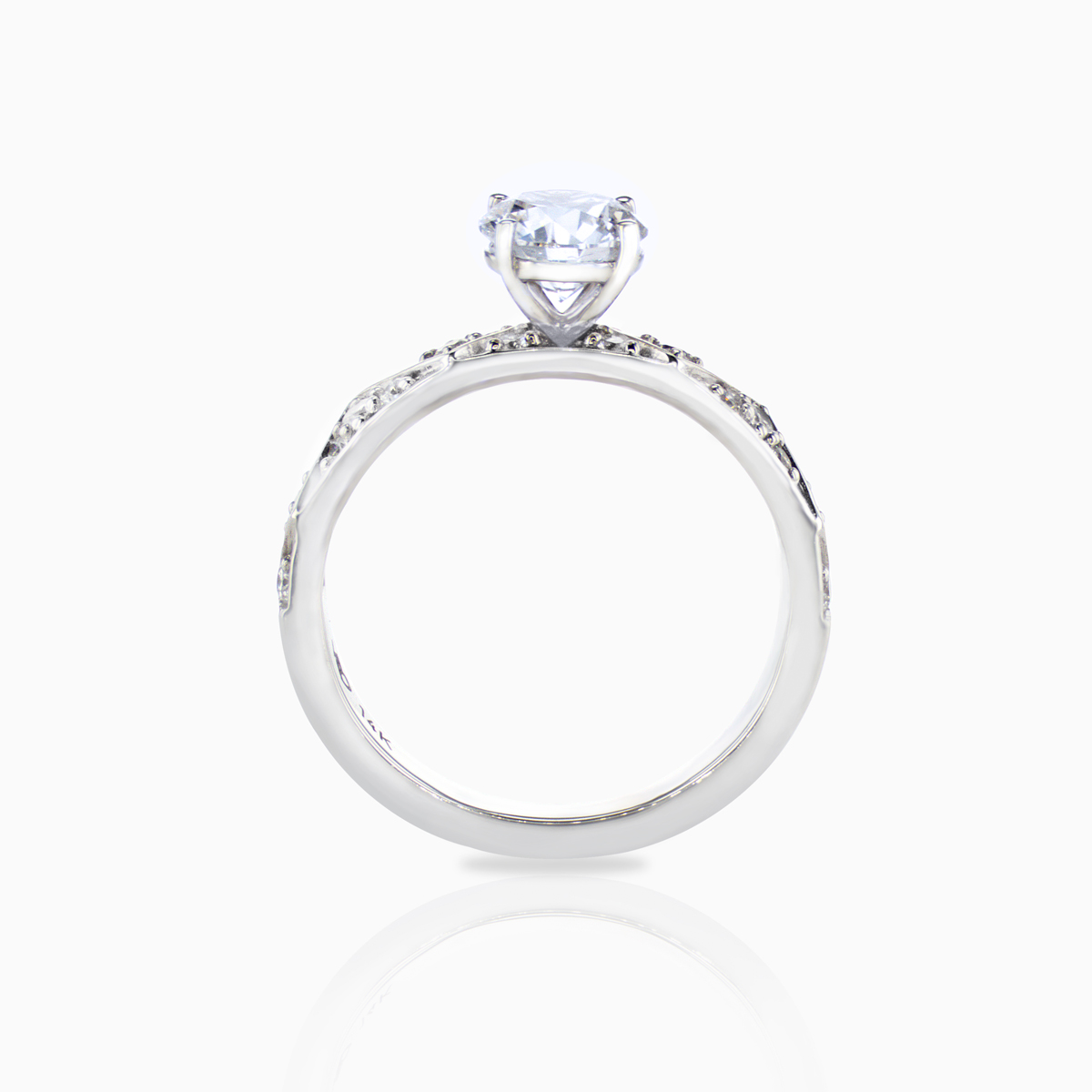 Vintage-inspired Lab-grown Diamond  Engagement Ring, 14k White Gold