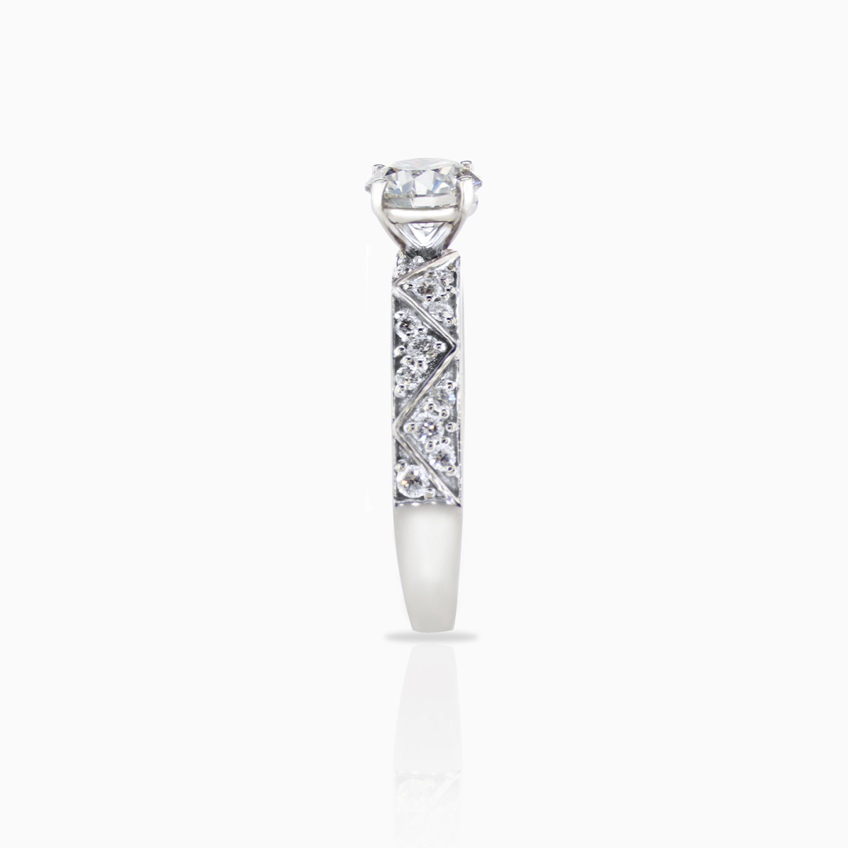 Vintage-inspired Lab-grown Diamond  Engagement Ring, 14k White Gold