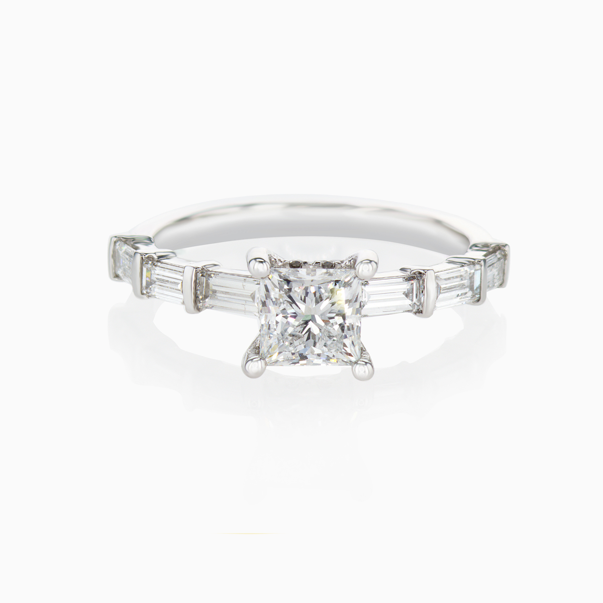 Accented Lab-Grown Princess Cut Diamond Engagement Ring, 14k Gold
