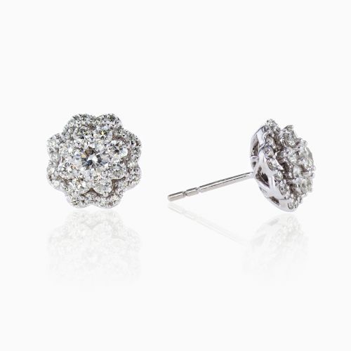 Lab-grown Diamond Fashion Stud Earrings, 1.33-Carat, 14k White Gold