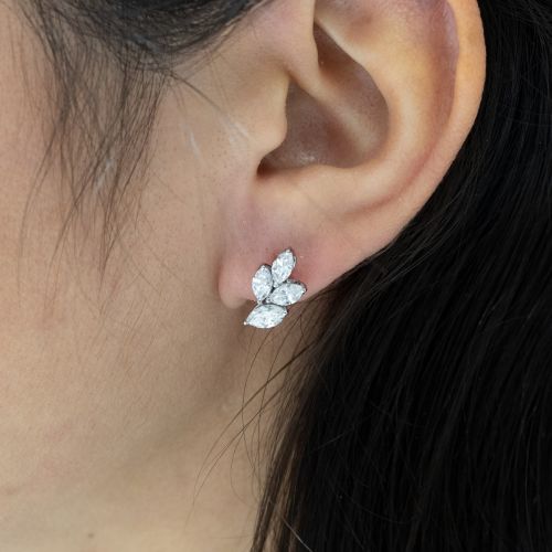 Lab-grown Marquise-cut Diamond Fashion Stud Earrings, 14k White Gold