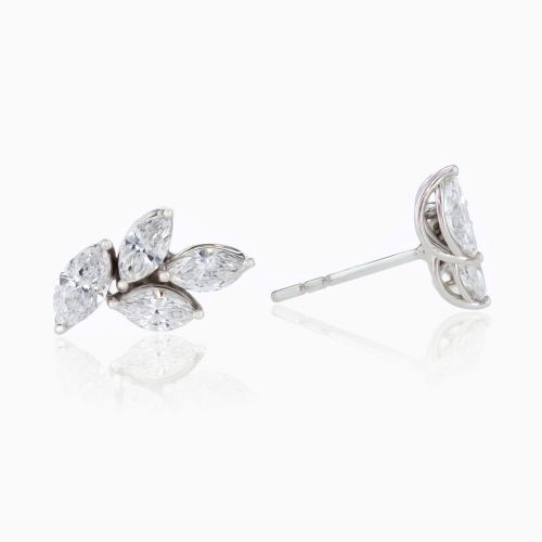 Lab-grown Marquise-cut Diamond Fashion Stud Earrings, 14k White Gold
