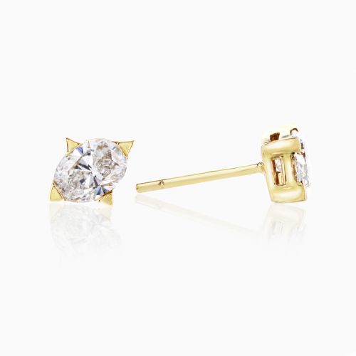 Lab-grown Oval Diamond Fashion Stud Earrings, 14k Yellow Gold