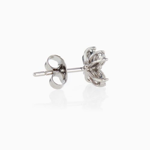 Four Petal Floral Lab-Grown Diamond Earrings, 14k White Gold