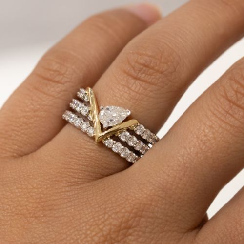 Two-tone Lab-grown Triple Brilliance Diamond Wedding Band, 14k