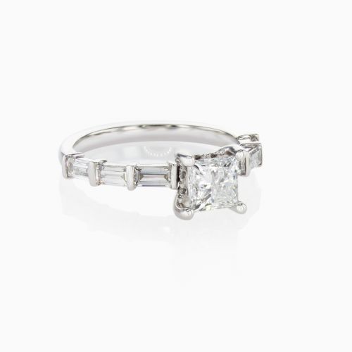 Accented Lab-Grown Princess Cut Diamond Engagement Ring, 14k Gold