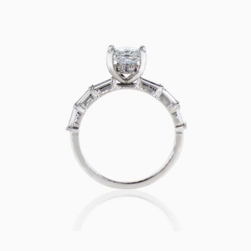 Accented Lab-Grown Princess Cut Diamond Engagement Ring, 14k Gold