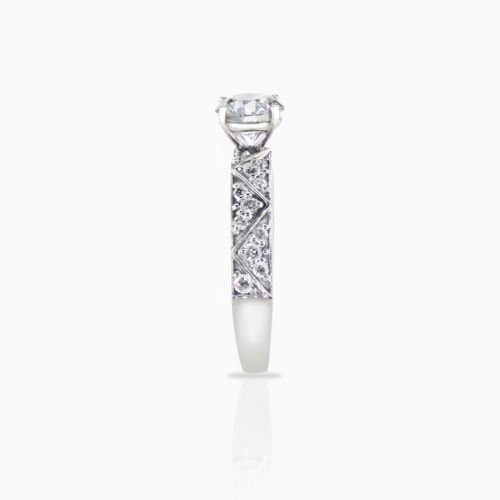 Vintage-inspired Lab-grown Diamond  Engagement Ring, 14k White Gold